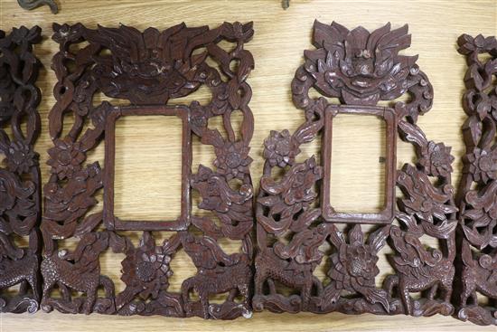 Six Chinese carved wood frames